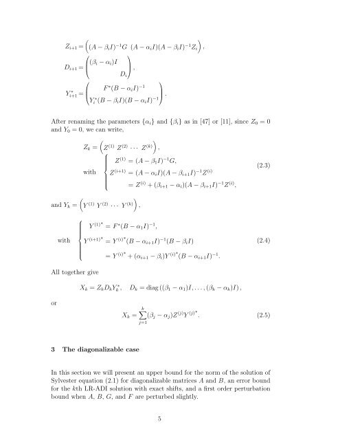 Low Rank ADI Solution of Sylvester Equation via Exact Shifts