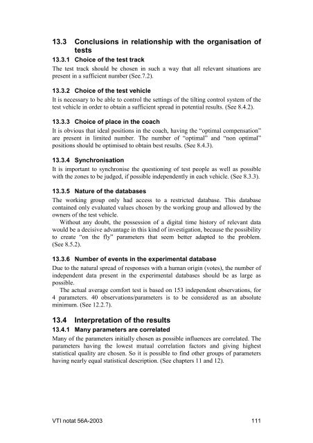 UIC comfort tests - VTI