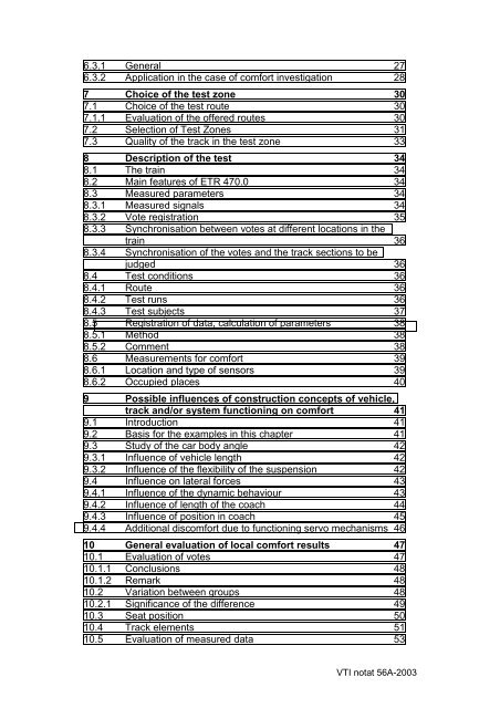 UIC comfort tests - VTI