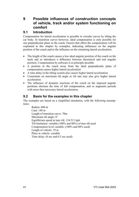 UIC comfort tests - VTI