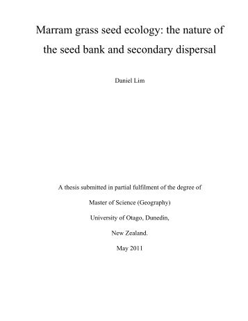 Marram grass seed ecology: the nature of the seed bank and ...