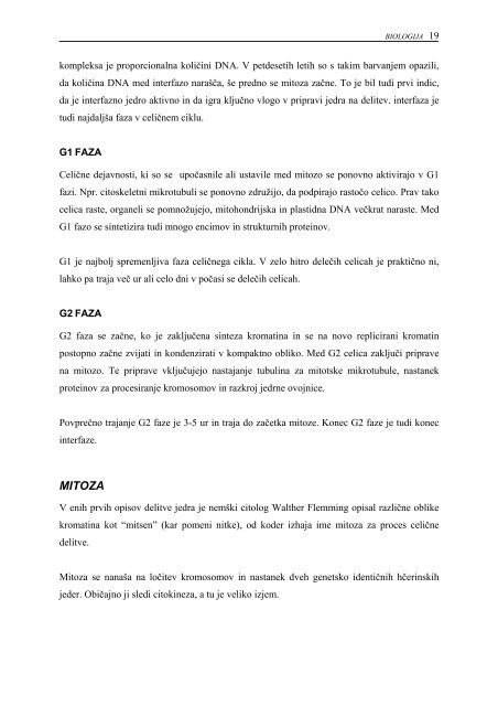 Teze predavanj za predmet BIOLOGIJA, rastlinski del