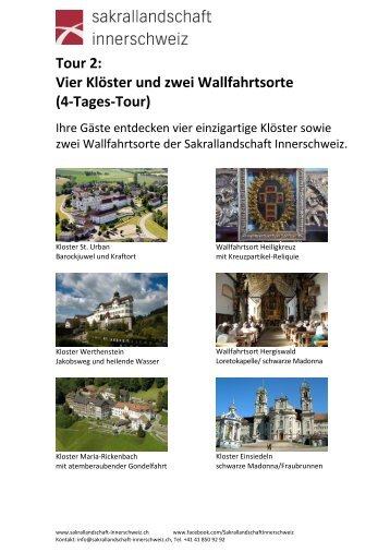 Vier Klöster und zwei Wallfahrtsorte (4-Tages-Tour)