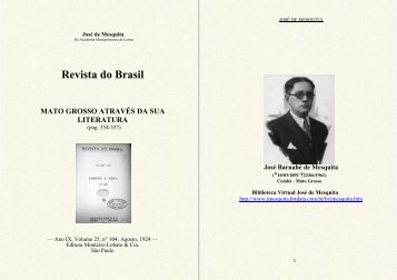 Mato Grosso atravÃ©s de sua literatura (Ensaio, Revista do Brasil, Rio ...