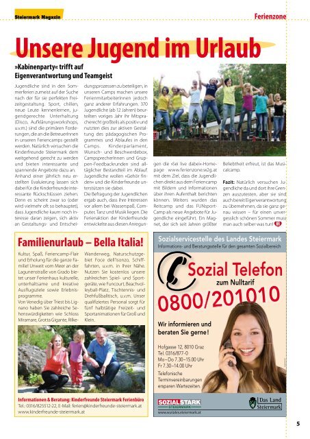 Kinderfreunde Magazin Ausgabe Juli 2011 - Steiermark