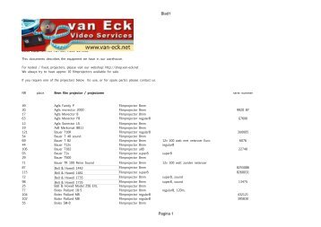 Blad1 Pagina 1 - van Eck Video Services