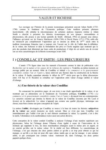 Valeur et Richesse - Oeconomia.net