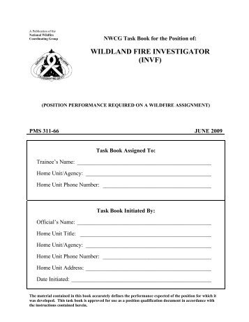 Wildland Fire Investigator - National Wildfire Coordinating Group