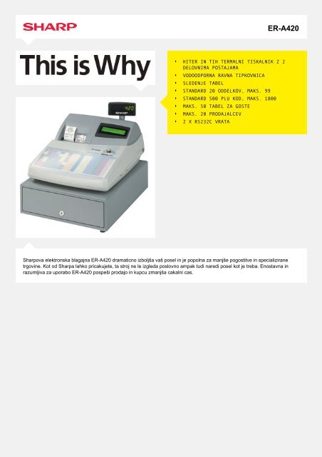 ER-A420-Cash Register Alpha numeric systems - Sharp Electronics