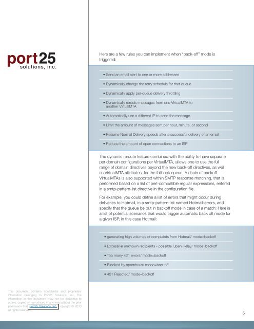 Preserving Sender Reputation - Port25 Solutions, Inc.