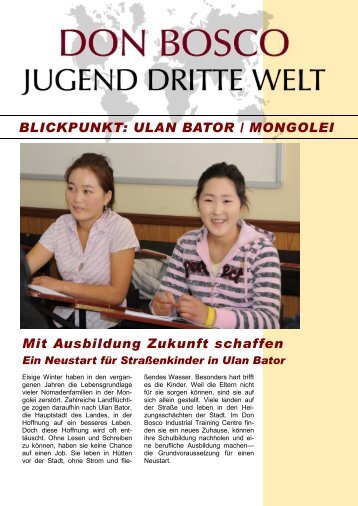 BLICKPUNKT: ULAN BATOR / MONGOLEI Mit Ausbildung Zukunft ...