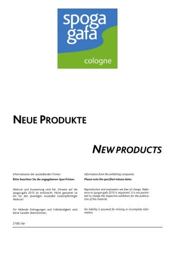 NEUE PRODUKTE NEW PRODUCTS - Spoga+Gafa