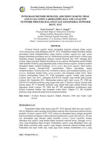 integrasi metode dematel - Institut Teknologi Sepuluh Nopember