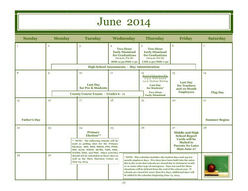 Calendar & Handbook - Calvert County Public Schools