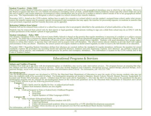 Calendar & Handbook - Calvert County Public Schools