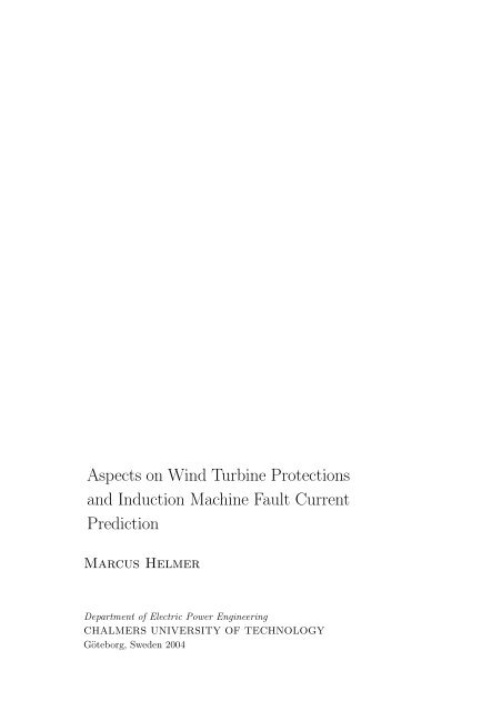 Aspects on Wind Turbine Protections and Induction Machine Fault ...