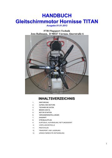 HANDBUCH Gleitschirmmotor Hornisse TITAN - EAPR