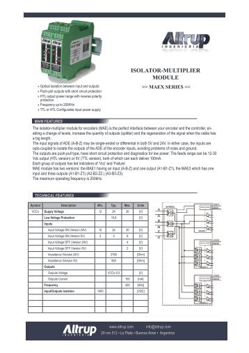 Isolator Multiplier Module Datasheet - Altrup