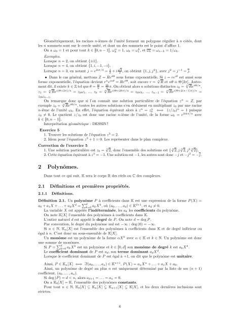 Nombres complexes et polynômes. - Normalesup.org