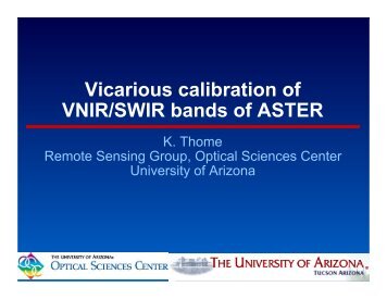 Vicarious calibration of VNIR/SWIR bands of ASTER