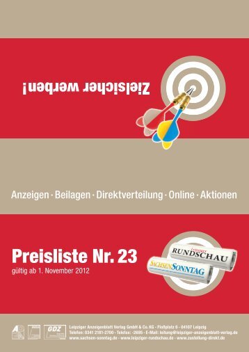 Preisliste Nr. 23 - Sachsen Sonntag & Leipziger Rundschau