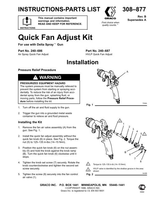 308877B Quick Fan Adjust Kit - Graco Inc.