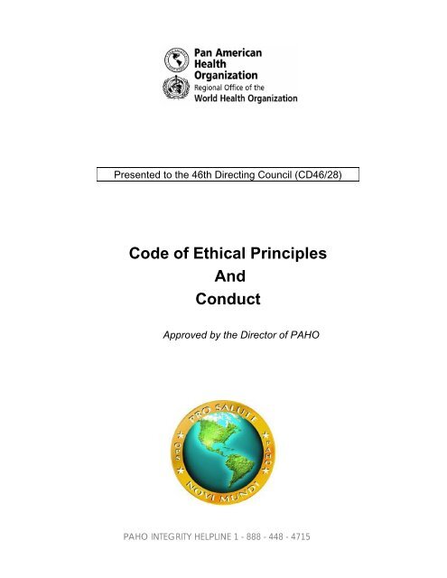 PAHO's Code of Ethical Principles and Conduct