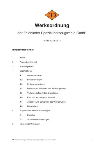 Werksordnung FFB - Feldbinder