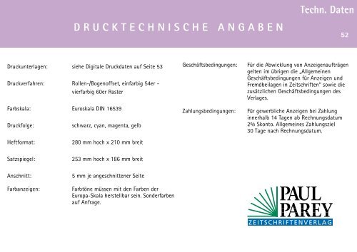 Techn. Daten - Paul Parey Zeitschriftenverlag