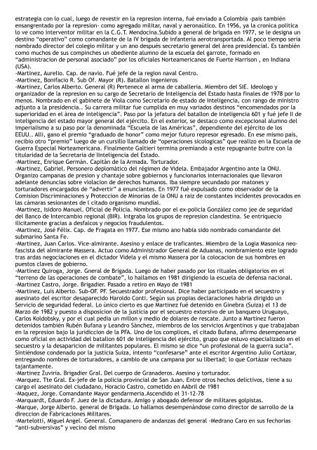 Lista parcial de militares, policÃ­as y personal civil que revistiÃ³ en la ...