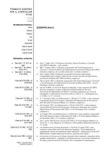 formato europeo per il curriculum vitae - Regione Lombardia