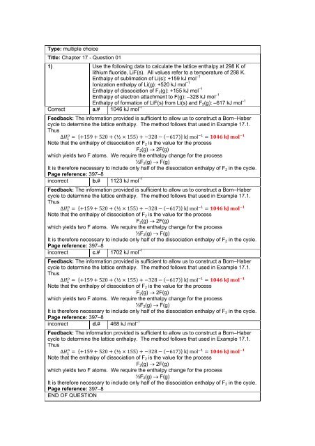 Type: multiple choice Title: Chapter 17 - Question 01 ... - WH Freeman