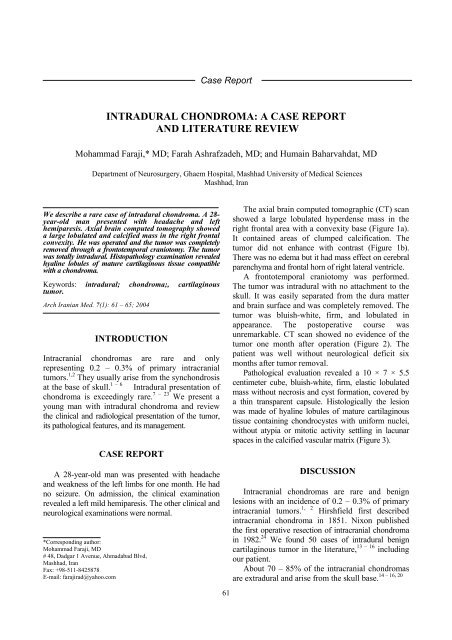 intradural chondroma: a case report and literature review