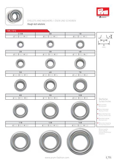 Ösen und Scheiben Programm - Prym Fashion
