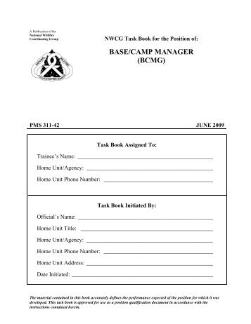 Base Camp Manager (BCMG) - National Wildfire Coordinating Group