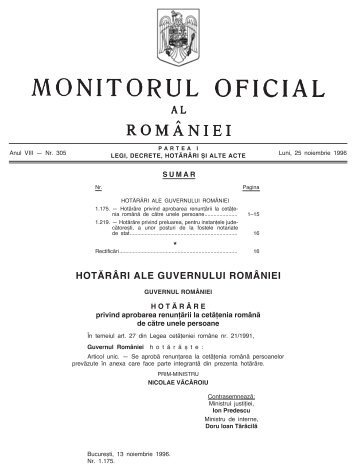 HOT√R¬RI ALE GUVERNULUI ROM¬NIEI