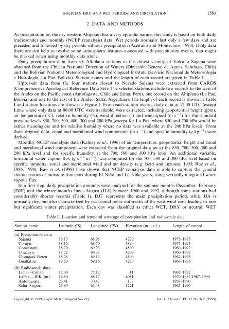 Atmospheric circulation over the Bolivian Altiplano during ... - CDAM