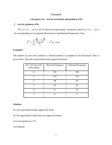 1 Exercise.8 Chi square test – test for association and ... - TNAU