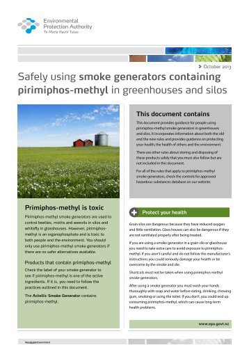 Safely using smoke generators containing pirimiphos-methyl in ...