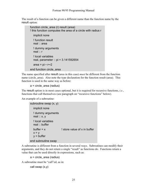 Fortran 90/95 Programming Manual