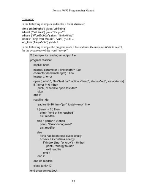 Fortran 90/95 Programming Manual