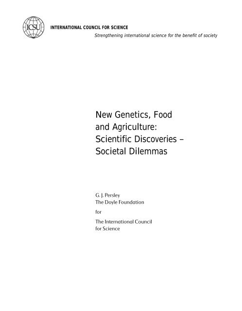 New Genetics, Food and Agriculture: Scientific ... - ArgenBio