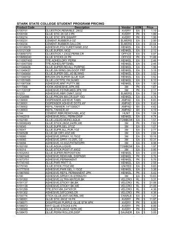 Student Program Pricing - Stark State College