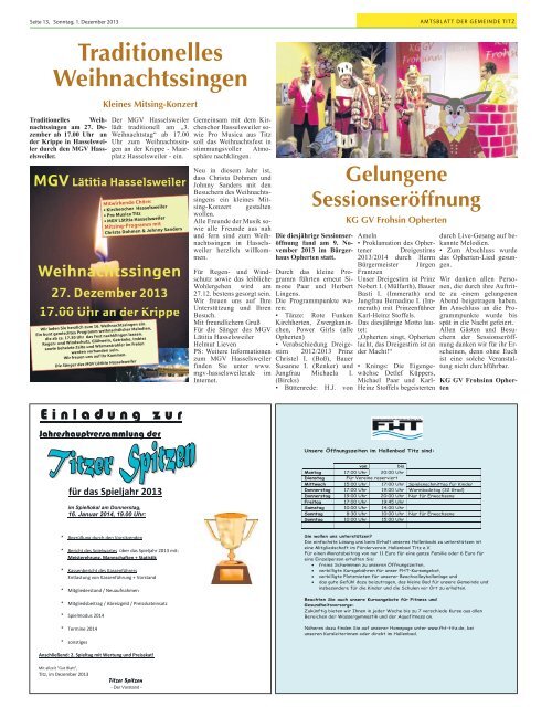 Amtsblatt Nr. 16 vom 01.12.2013 - Gemeinde Titz