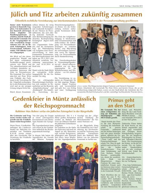 Amtsblatt Nr. 16 vom 01.12.2013 - Gemeinde Titz