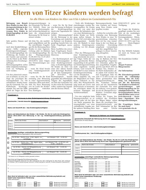 Amtsblatt Nr. 16 vom 01.12.2013 - Gemeinde Titz