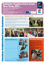 Sydenham Neighbourhood House Newsletter - Brimbank City Council