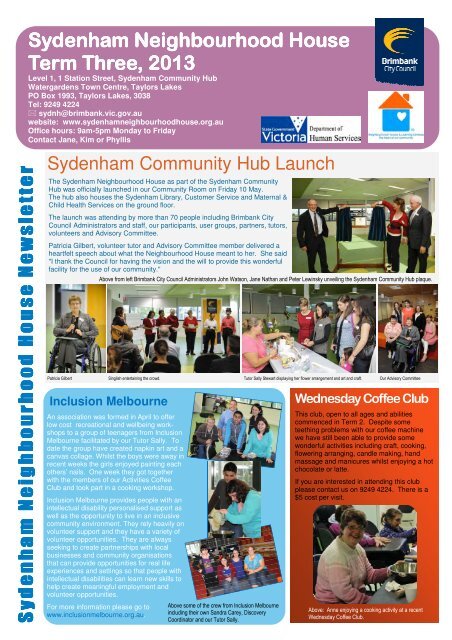 Sydenham Neighbourhood House Newsletter - Brimbank City Council