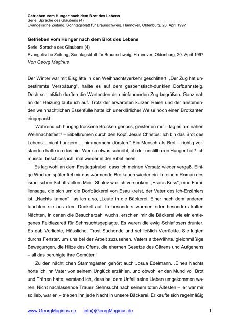 Serie: Sprache des Glaubens (4), 20. April 1997 - Georg Magirius