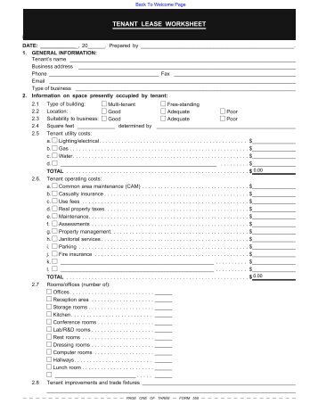 tenant lease information checklist port of shelton
